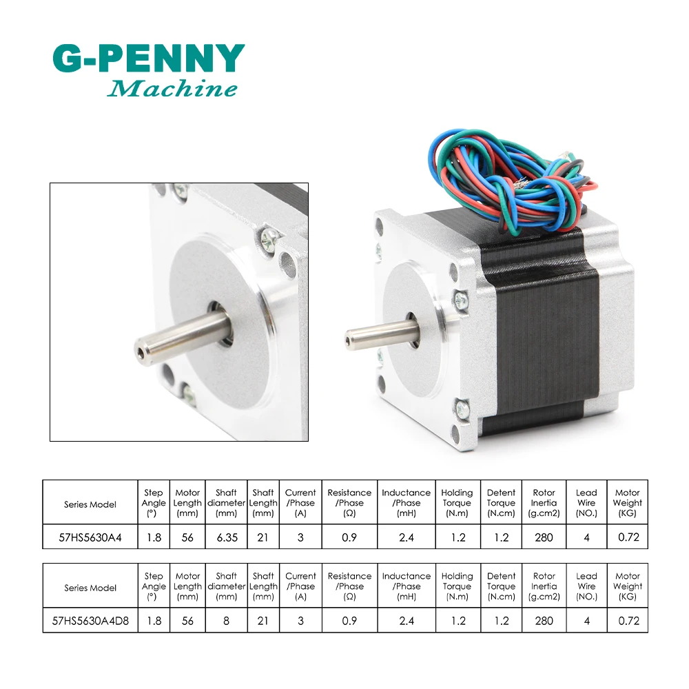 NEMA23 – moteur pas à pas pour imprimante 3D, 57x56mm, 3A, axe de 1,2n. m D = 8mm/6.35mm, 172Oz-in pour machine à graver CNC