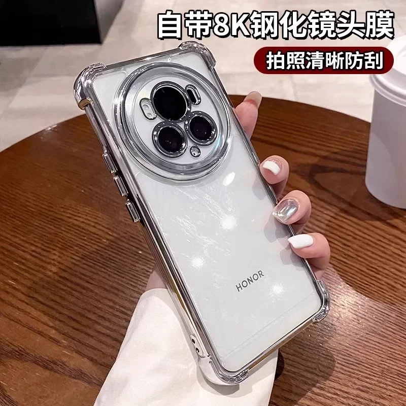 Four Corners Anti-shock Silicone Case For Honor Magic 7 Pro 6 Lite 5 4 Pro Lens Protection Plating Shockproof Protection Cover image 4