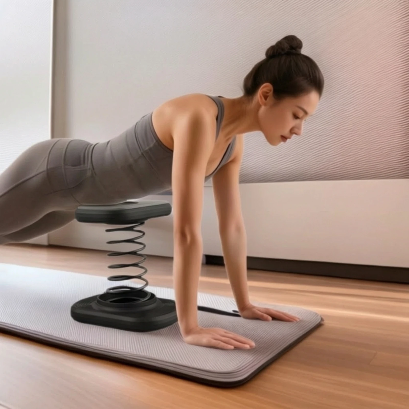 Bodyweight Exercise Aid Compact Press-up Assistance with Metal Coil Spring Space-Saving