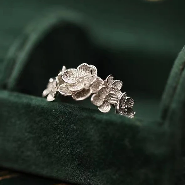 

PONYKISS 925 Sterling Silver Cute Flower Opening Rings for Women Minimalist Plant Fine Jewelry Light Luxury Accessories