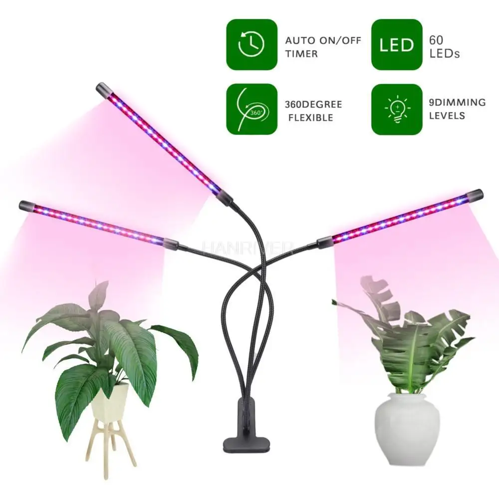 Three-head clip plant light fill light full-spectrum LED plant growth light manufacturer gardening light