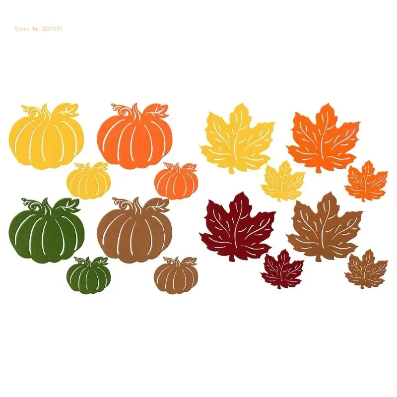 

Durable Felt Dining Mats with Set Thanksgiving Pumpkin Maple Leaf Mats Dropship