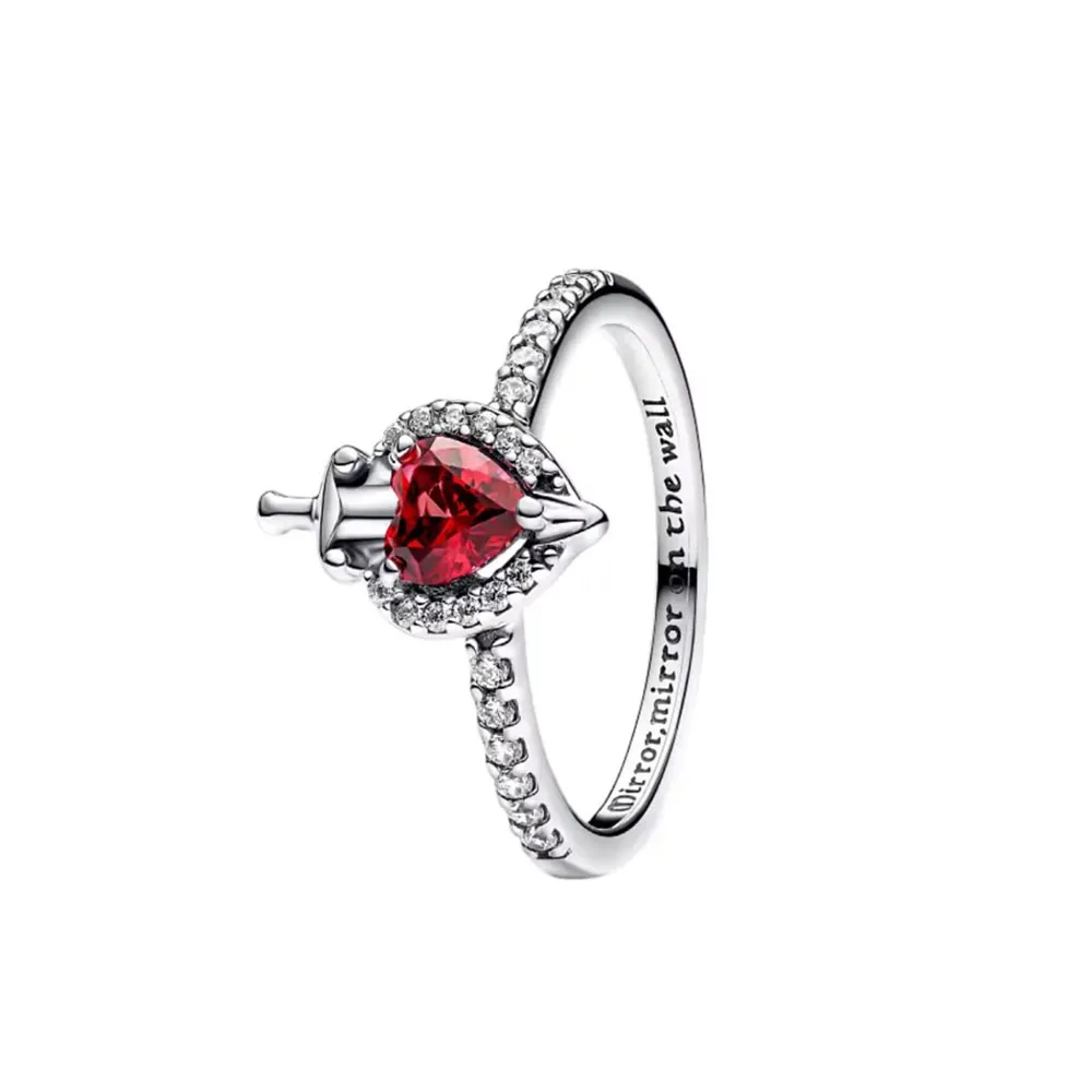 Hot Selling 925 Silver Red Bow, Heart-Shaped Ring Suitable For Exquisite High-Quality Jewelry for Women at Wedding Parties #5