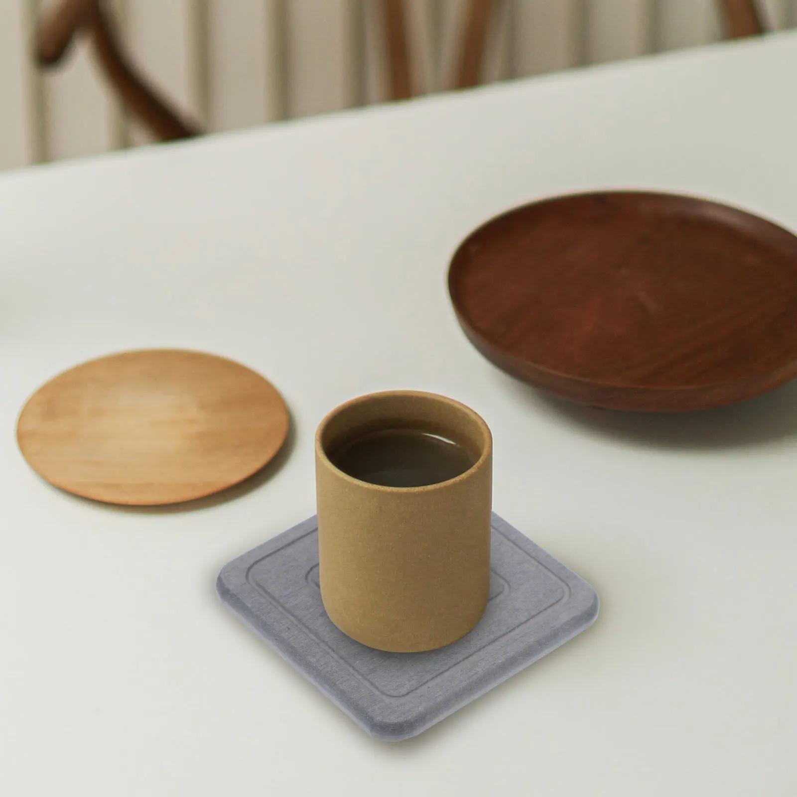 

4pcs Diatom Mud Flowerpot Mats Absorbent Coasters 10x10 Square Deep Gray Silica Stone Plant Trays Water Resistant Kitchen