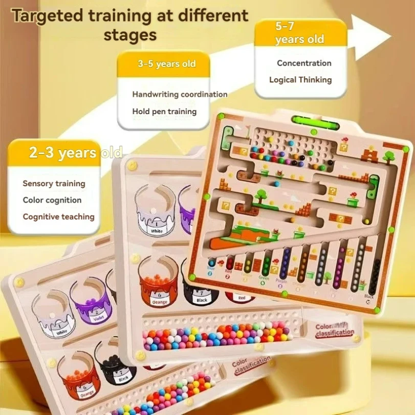 Labirinto magnetico per bambini Palla da passeggio Addestramento alla concentrazione del bambino, Scrittura del pensiero logico Puzzle per l'educazione precoce di 3 anni