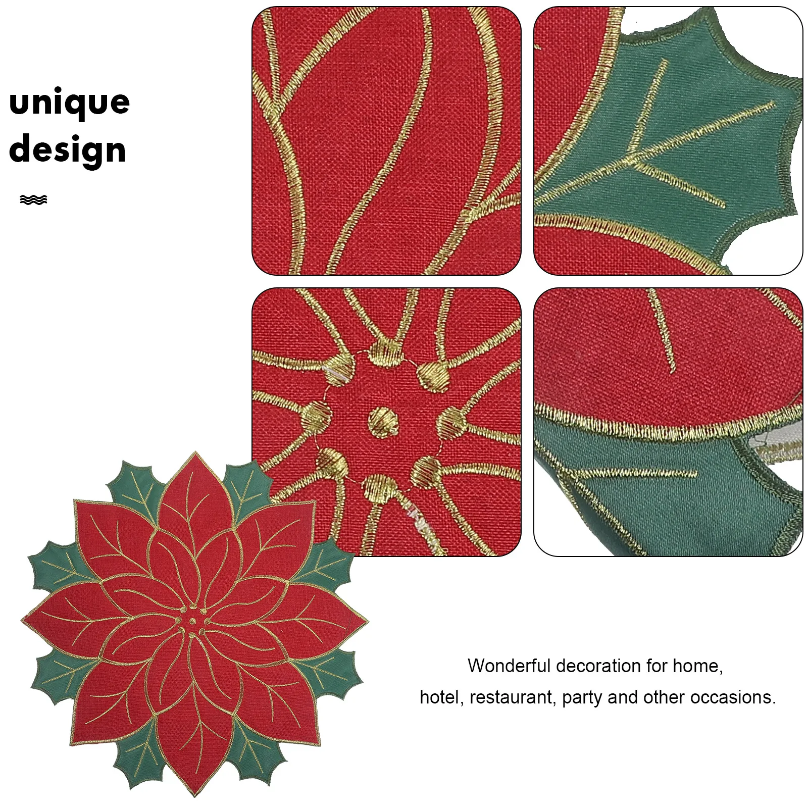 

1pc Christmas Themed Placemat Festive Table Mat Decorative Dining Pad For Home Restaurant Use Xmas Decoration