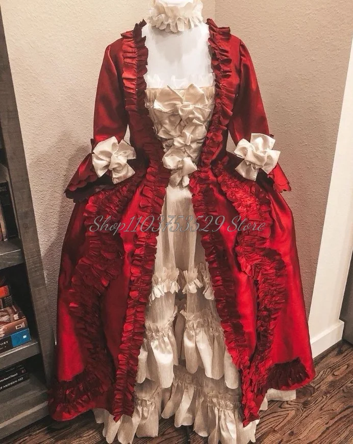 Red Gothic Prom Dresses Delicate Square Neck Bow Ruched Seven Pointed Sleeve 2024 Applique Tie Halloween Role Play Holiday Gowns