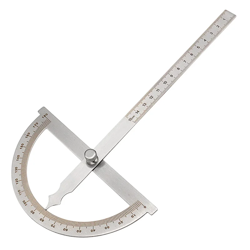 0-100mm/14mm/15mm 180 Degree Adjustable Protractor Stainless Steel Angle Gauge Round Head Caliper Measuring Ruler