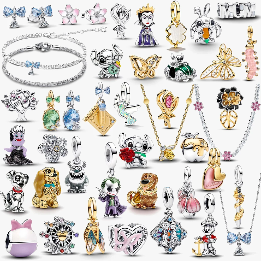 

2026 New 925 Silver Color Apple Snail Rabbit Butterfly Beads Cicada Bee Specimen Card Pendant DIY Exquisite Charm Jewelry Gift
