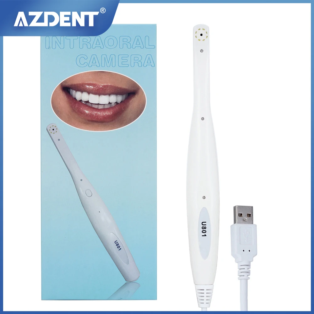 AZDENT Dental Digital Oral Endoscope Intraoral Camera With 8 White Cold LED Light for Oral Inspection USB 2M Cable