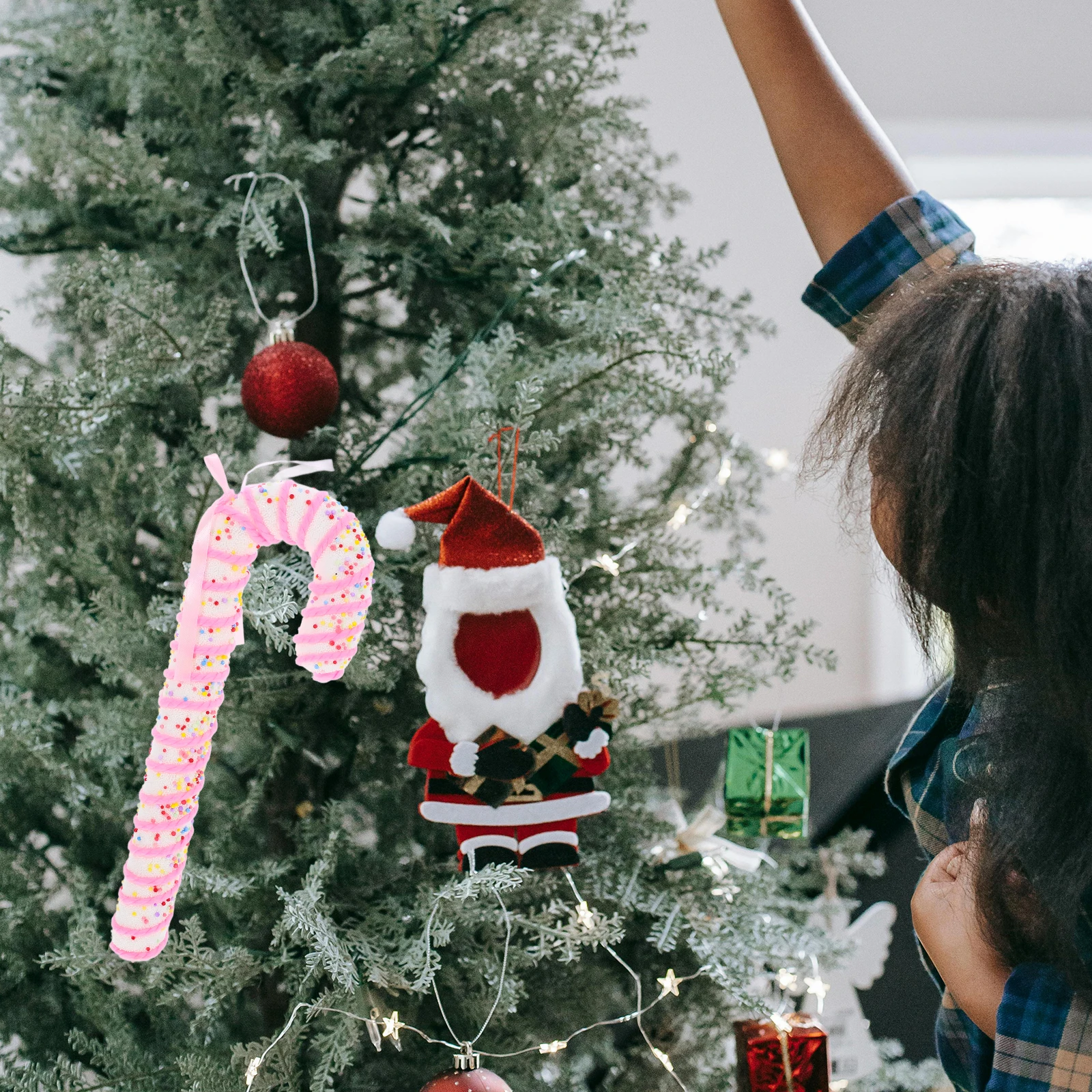 Großer Zuckerstangen-Ornament, 33 cm, hängender Anhänger für Baum, Feiertags-Display, festliche Heimdekoration