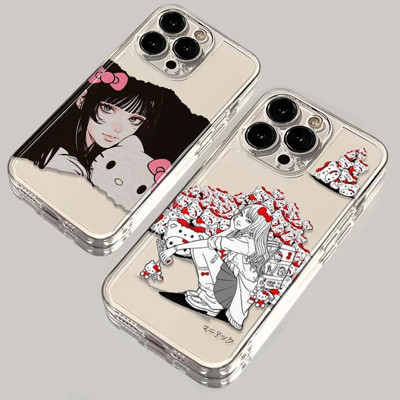 Anime Tomie Kawakamis Hello Kittys Phone Case For iPhone 16 15 14 13 12 11 Mini Pro Max X XR XSMax 6S 6 7 8 Plus SE20 Cover