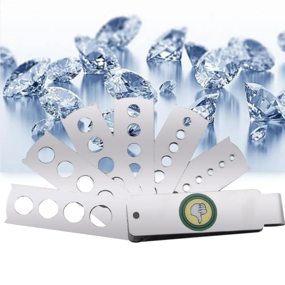 

Professional Six Sides Fan Gem Gauge Silvery Gem Measuring Tool Stone Measuring Tool Jewelry Making