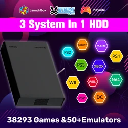 500G Retro Gaming HDD Video Game Console Retrobat＆Playnite＆Launchbox OS for XBOX/PS3/PS2/Switch/Wii/WiiU/DC/NES with 38200+Games