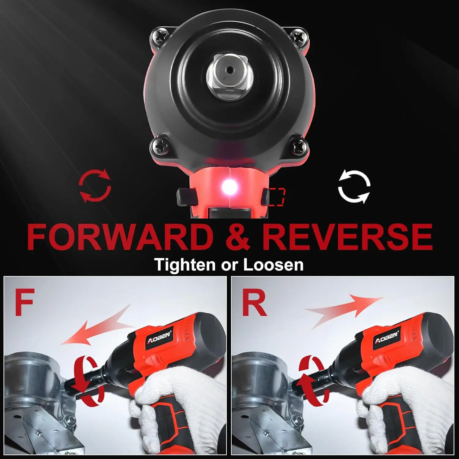 

Аккумуляторный ударный гайковерт 1/2 дюйма, комплект ударного пистолета, макс. 600 Н. Электрический ударный отверт M/450Ft-lbs с высоким крутящим моментом для автомобильных шин RV