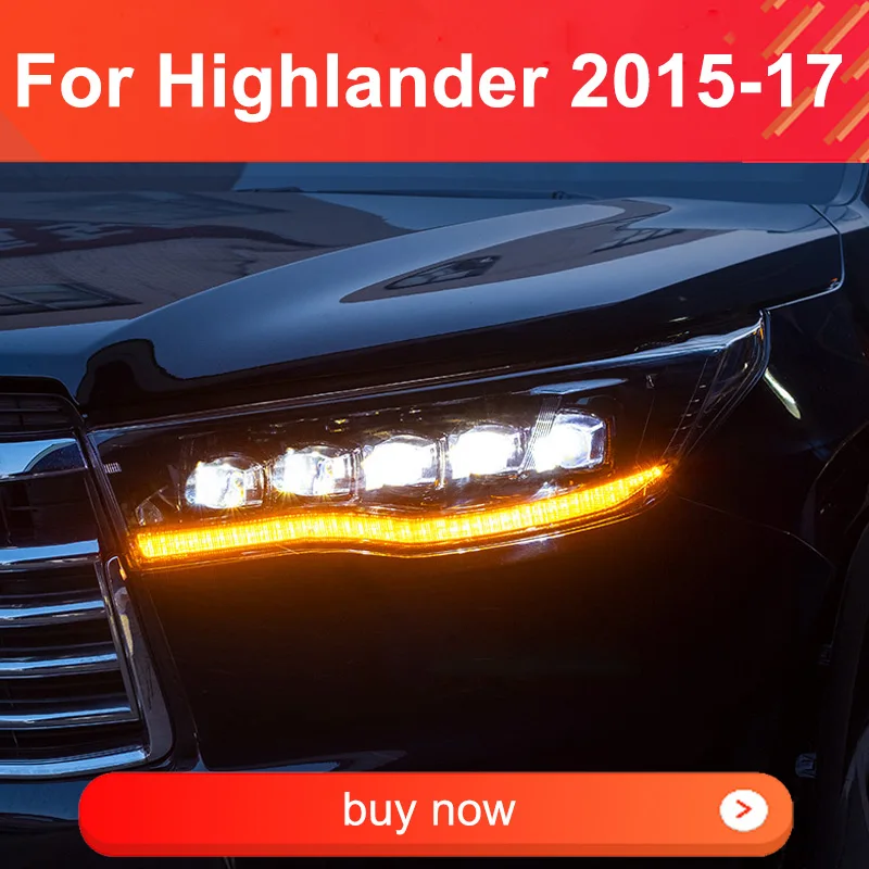 

1 Pair Car LED Headlight for Toyota Highlander 2015 2016 2017 Headlights Plug and Play with DRL Dynamic Turning LED Head Lights