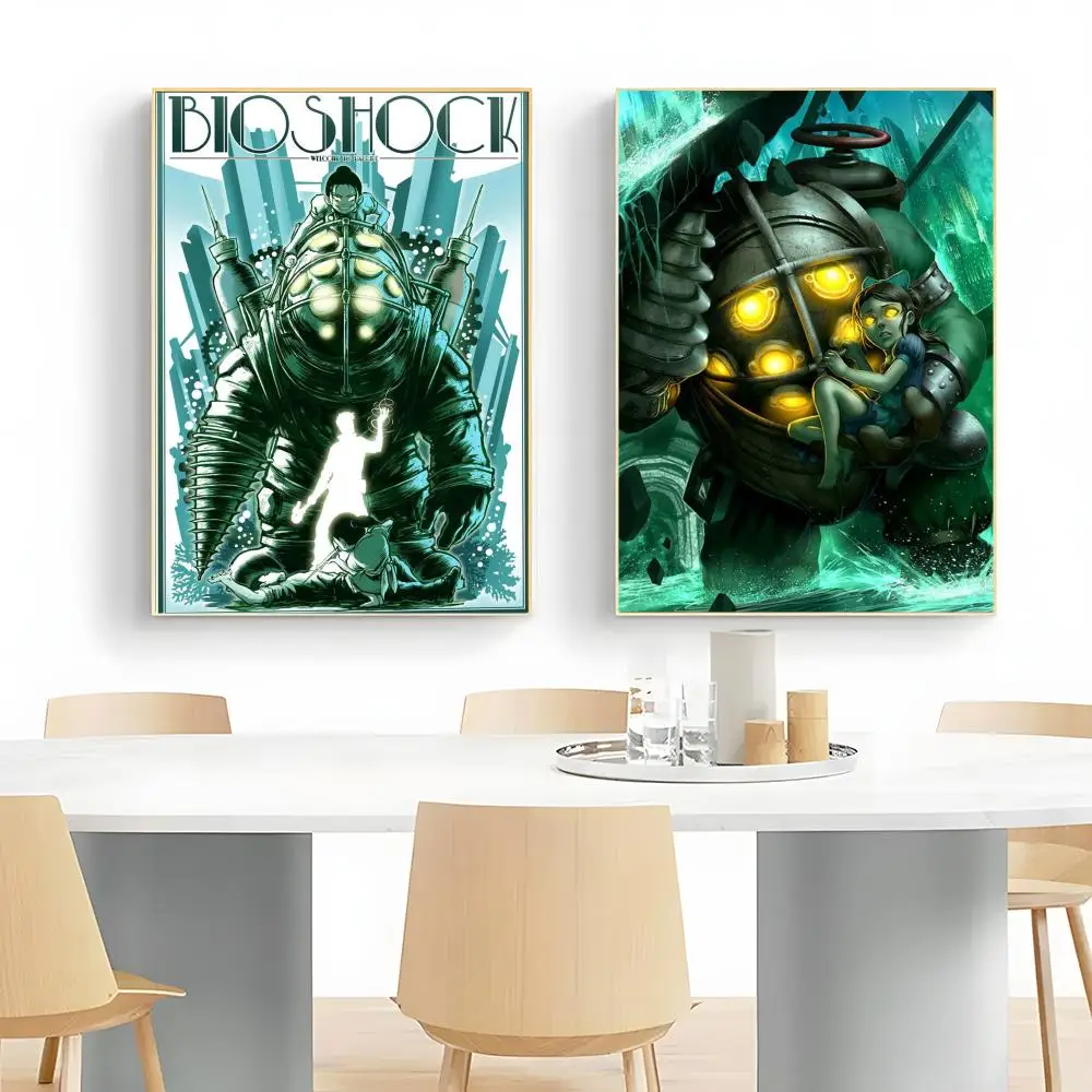 Art Retro Fanart B-BioShockMT R-Rapture Poster Wall Art Print Poster Decorative Mural Home Decor Gift Unframed