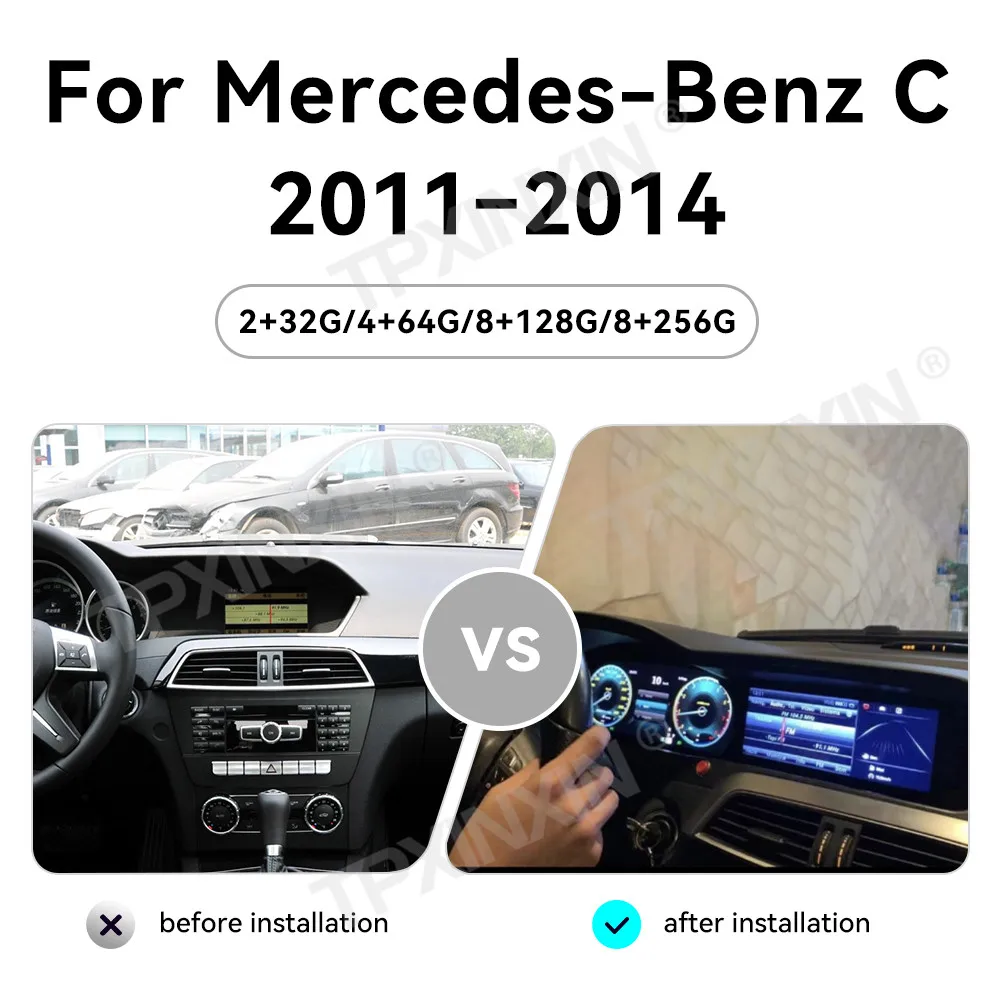 

Android CarPlay Stereo Player For Mercedes Benz C 2011-2014 Car Auto Radio GPS Navi Digital Cluster Speedometer Dashboard Meter