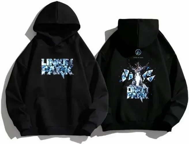 Men's hoodie Linkin Memory Fragments Fusion into Hybrid Theory Park 1080p Print Women's Black Thickened Cotton Warm Hoodie