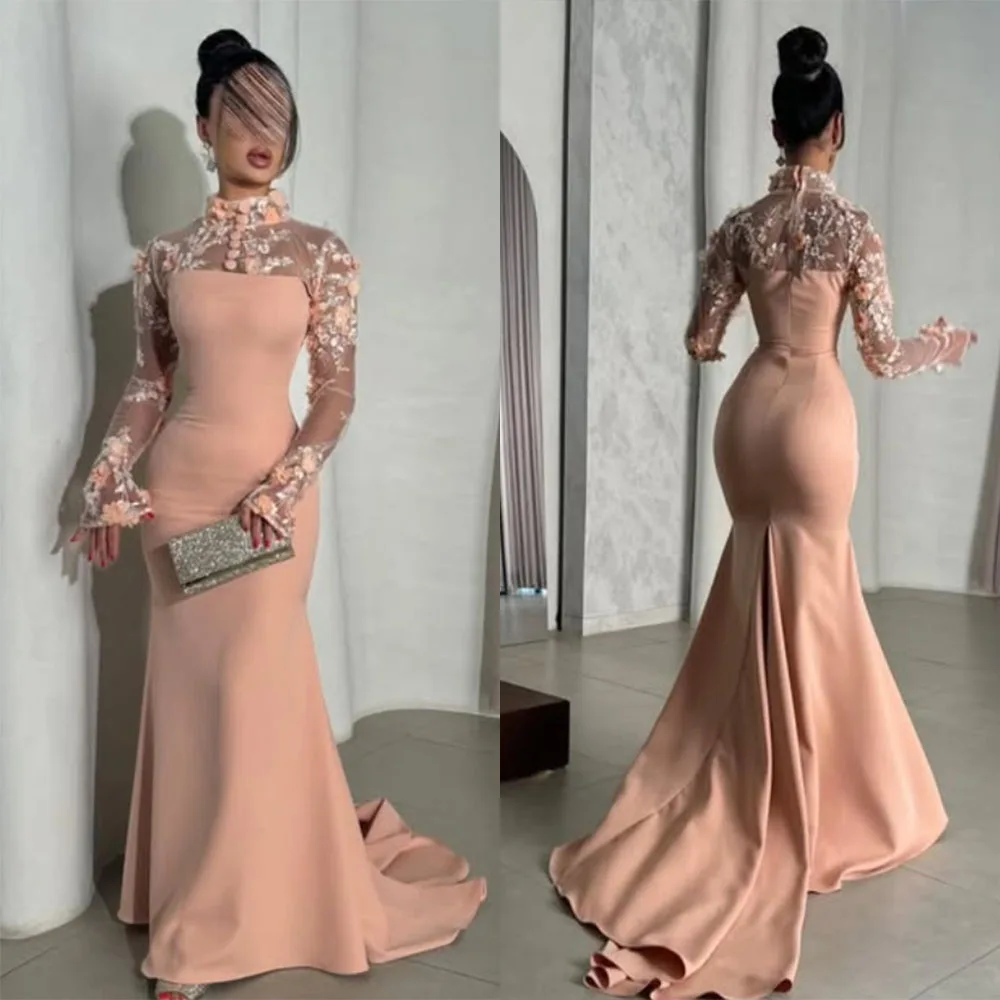 

High Quality Customized Mermaid Floor Length Court Train Appliques Lace Button Strapless Vestido De Festa De Casamento فساتين