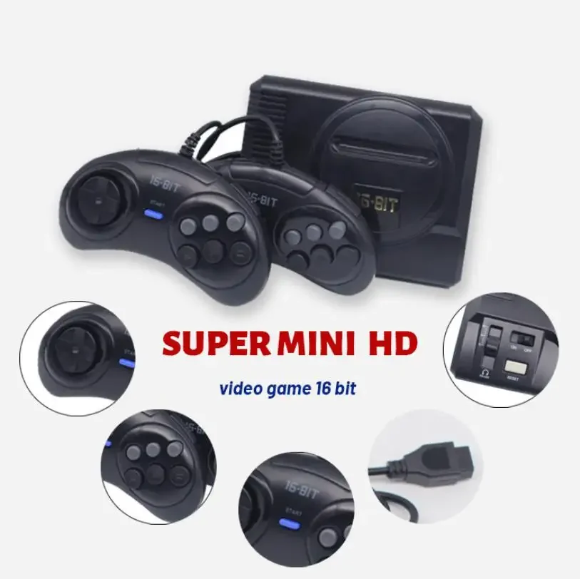 NEW Super MINI 16 bit Video Game Console Built in 208 Classic Game Home Retro Console with Wire Gamepad For MD208 Game