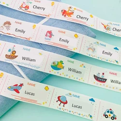 Customized Name Cotton Label For Kids Sewn On Clothing Bag School Uniform Child Personal Cartoon Pattern Cotton Name Sticker Tag