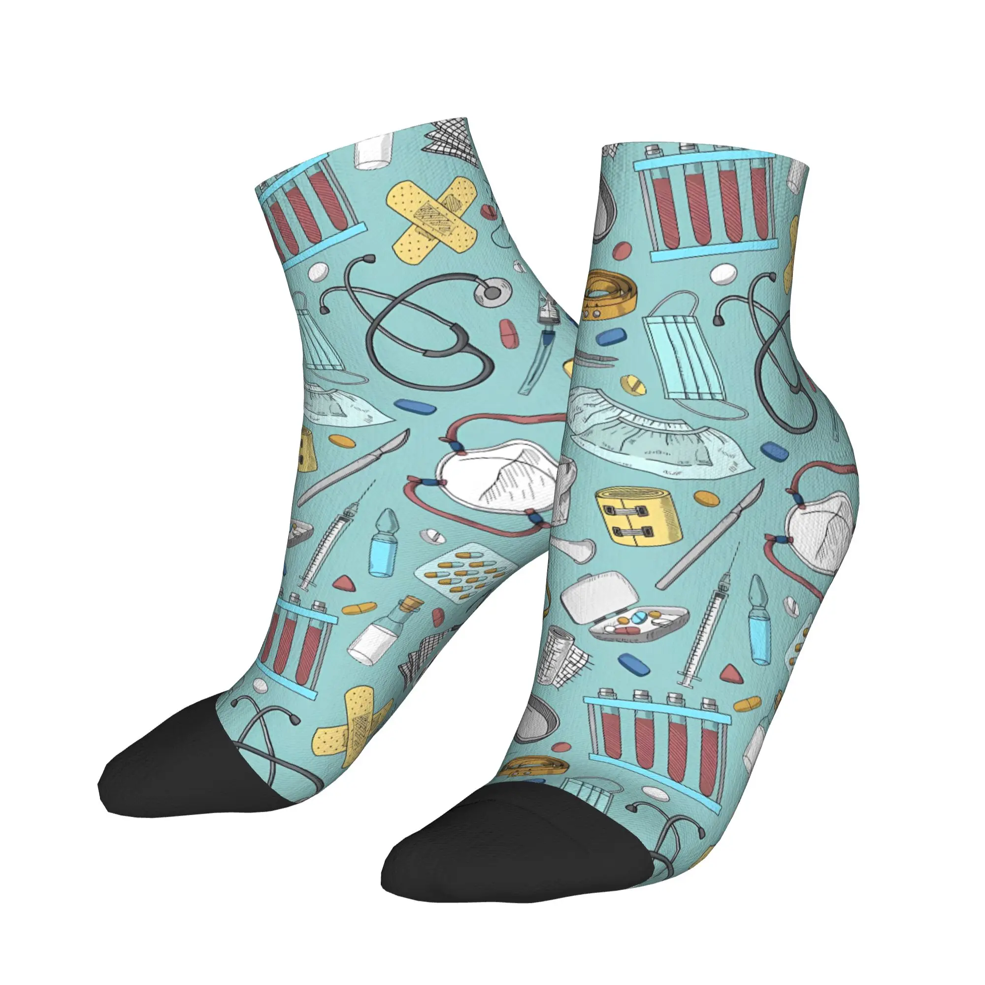 

Cute Nursing Pattern Nurse Ankle Socks Anti Sweat Breathable Running Sports Socks For Adults Men Summer Funny Design Sock