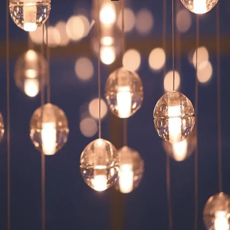 

Beautiful crystal ball ceiling light,with 1-1.5m bulbs for indoor, LED light with hanging round balls, 14 heads