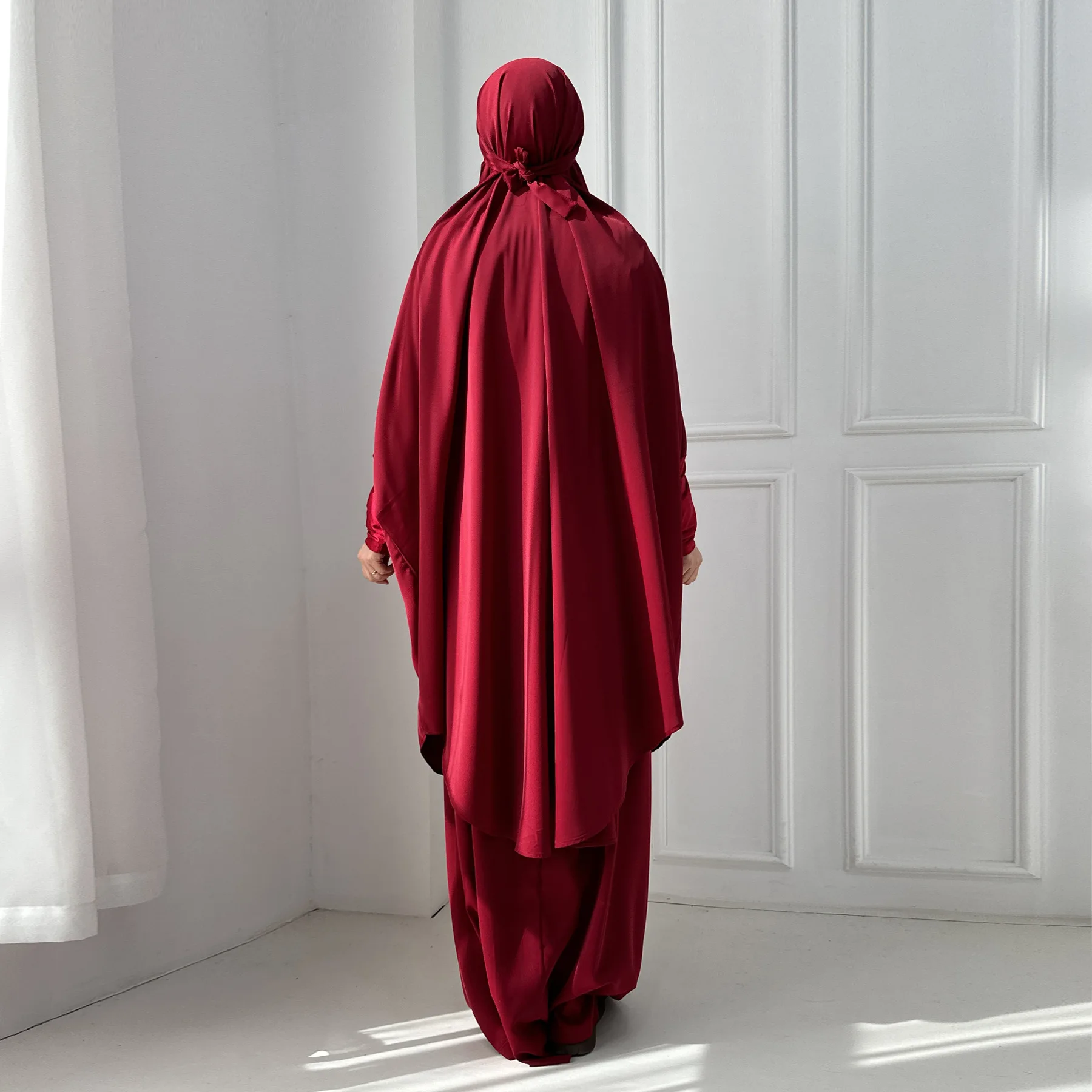 

Мусульманские женщины Overhead Химар Абая Ид Джеллаба Ислам Спідниця с капюшоном Burqa Комплект из 2 предметов Платье Рамадана Никаб Кафтан Молитва Одежда