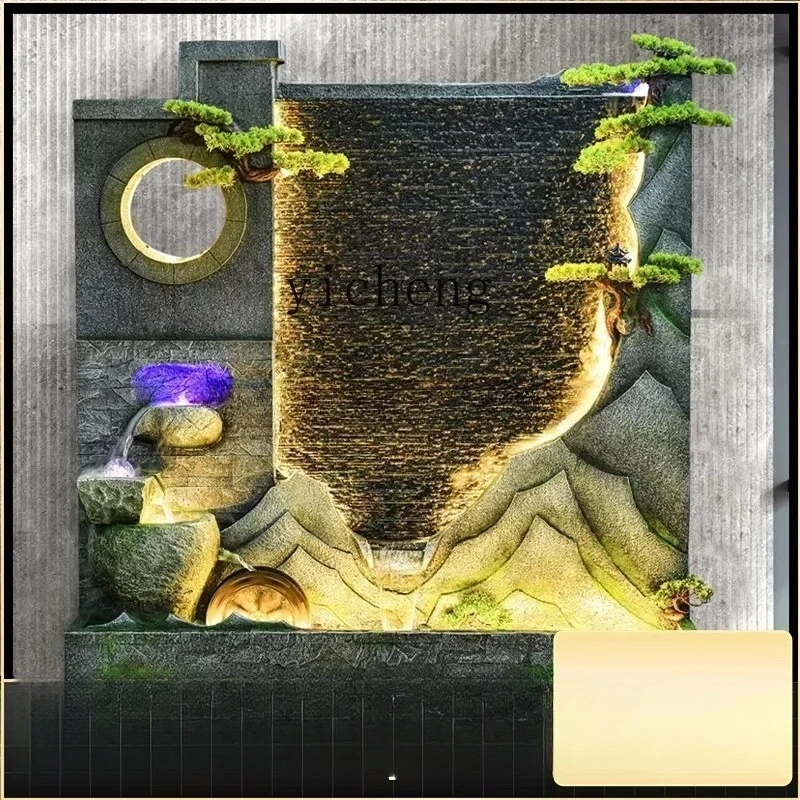 BJ-9  Chinese Style Water Curtain Wall Water Fountain Indoor Fortune Fengshui Wheel Hotel Floor Ornaments