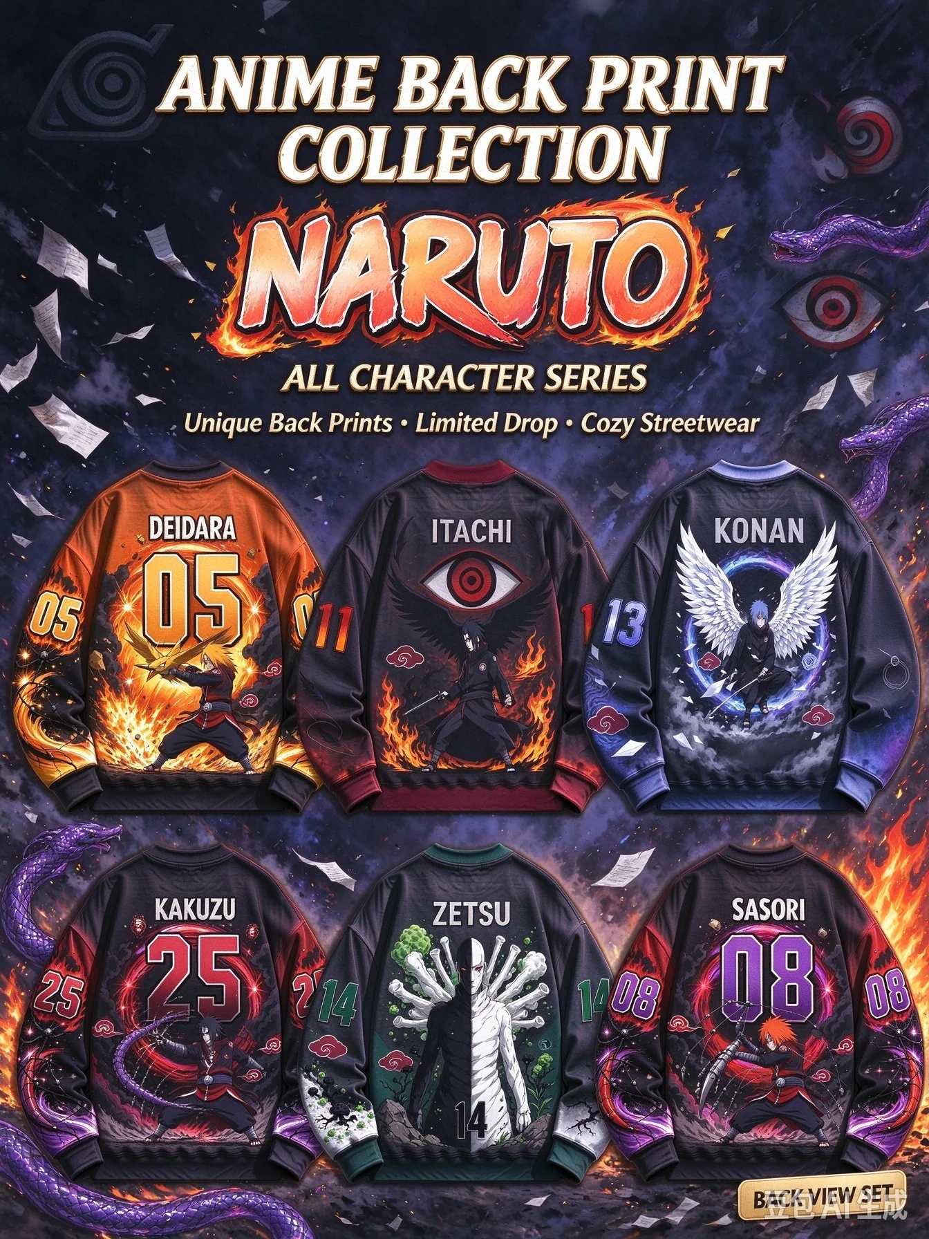Naruto Akatsuki Crewneck Sweatshirt Autumn Winter Anime Unisex Streetwear Fan Collection Top FamilyMatching