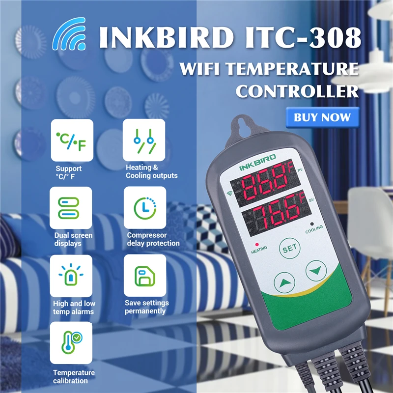INKBIRD ITC-308 WIFI regolatore di temperatura digitale termostato termostato funzionante riscaldamento dispositivo di raffreddamento casa intelligente