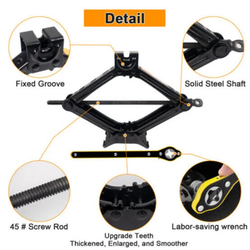 Car Jack 2T Portable Labor-Saving Hand-Crank Car Scissor Jack Car Repair Tire Replacement Special Tool Car SUV