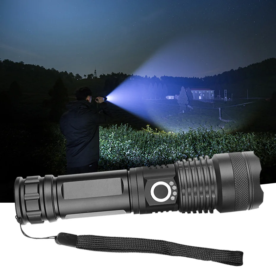 

XHP50 LED Flashlight 1000LM USB Rechargeable Torch 5 Lighting Modes Zoomable Tactical Flash Lantern For Outdoor Fishing Camping