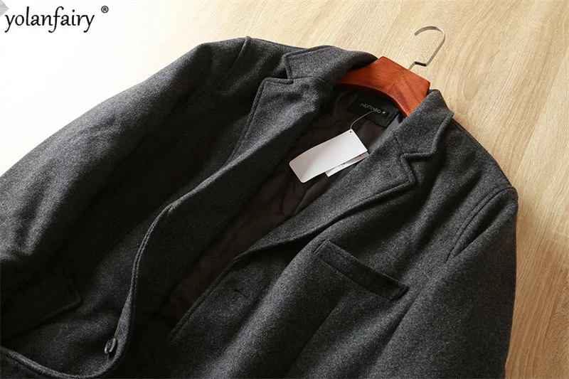 Oversized Jacket Men Wool Coat Autumn Winter Thick Woolen Male Warm Medium Business s for Outwear Abrigos FCY