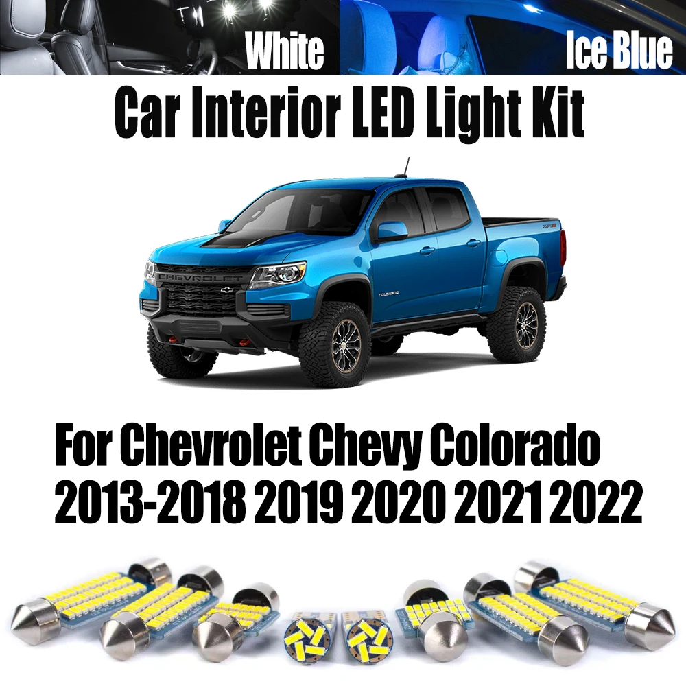 

15Pcs Canbus Vehicle LED Interior Map Dome Trunk Light Kit For Chevrolet Chevy Colorado 2013- 2020 2021 2022 Vanity Mirror Bulb