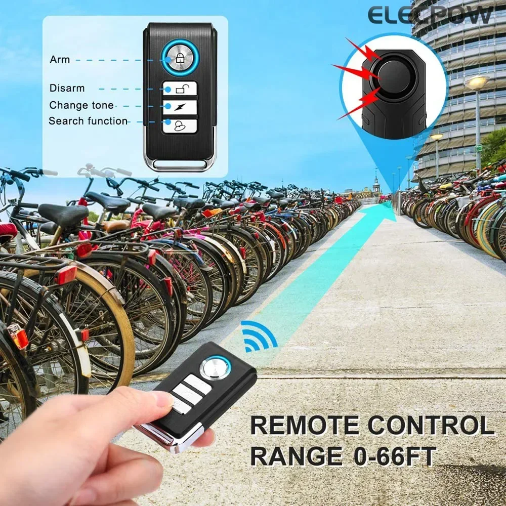 Wireless Bicycle Vibration Alarm System Waterproof Motorcycle Electric Bike Alarm Remote Control Anti Lost Security Sensor