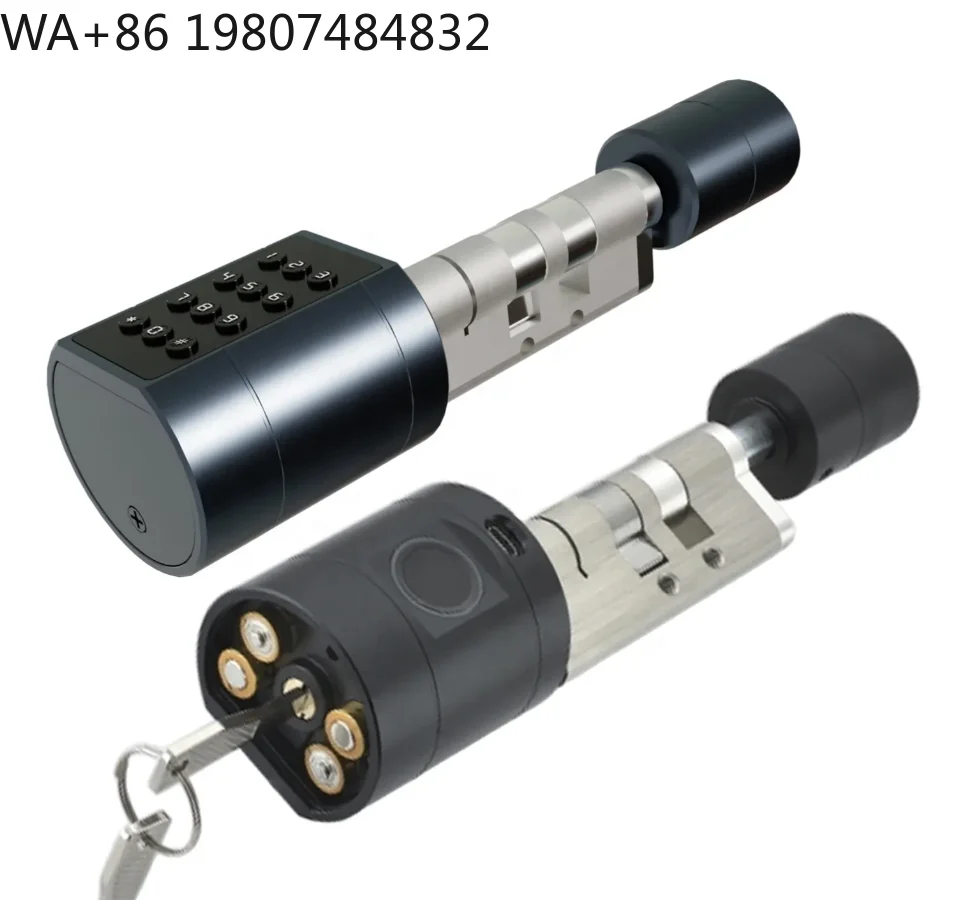 Smart Fingerprint Door Cylinder Lock WiFi App Password Mechanical Key Dual Unlock Digital Electronic Security Cylinder
