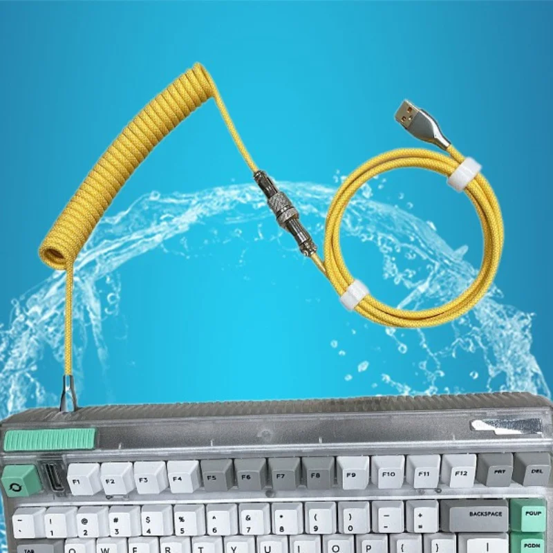 

Спиральный кабель типа C, механическая клавиатура, провод USB, кабель для клавиатуры, механическая клавиатура, Авиатор, настольный компьютер, авиационный разъем