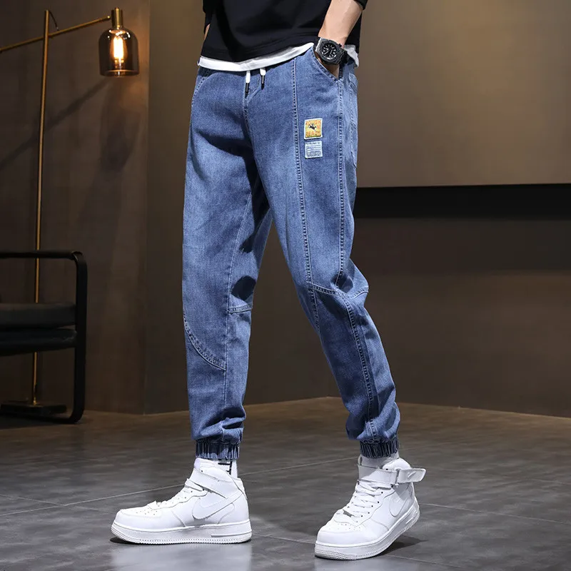 Men's New Jeans Autumn Winter Loose Straight Cropped Pants Trendy Versatile Jogger Casual Pants P12