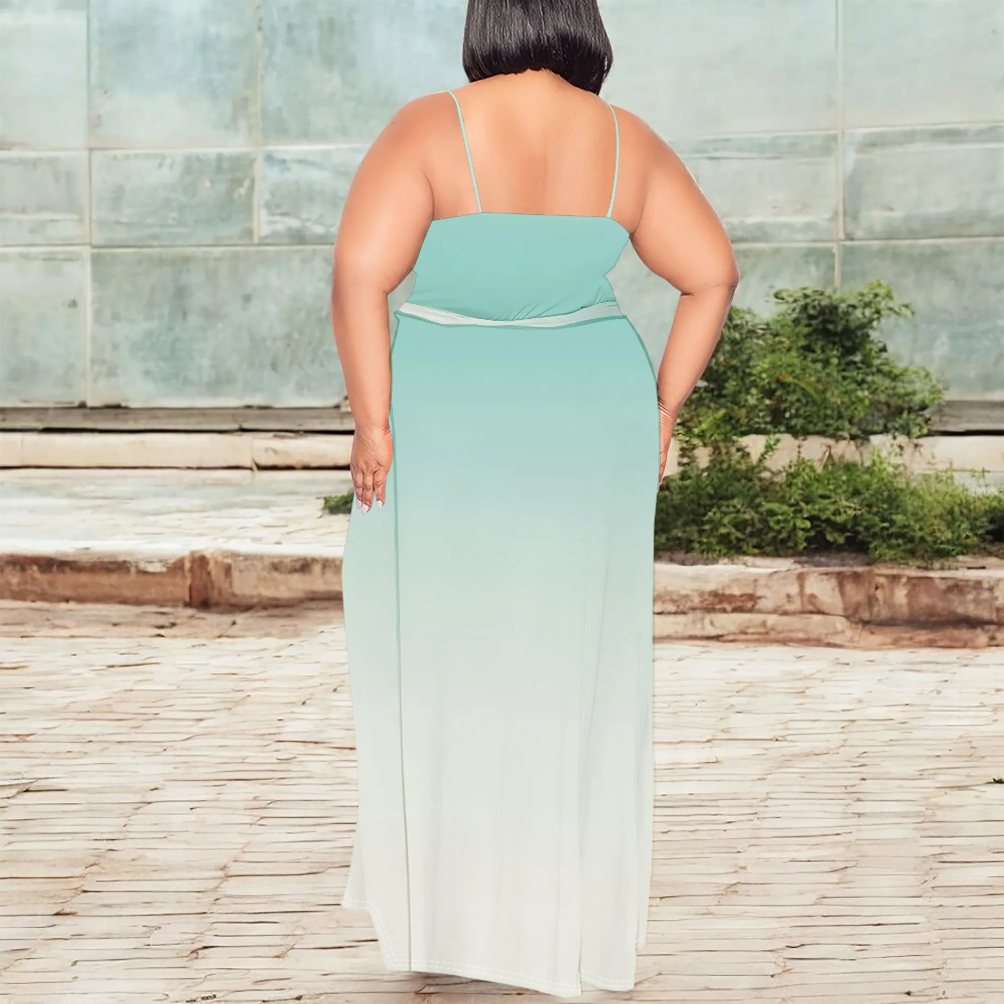 สตรีแขนกุดเซ็กซี่ลึก V คอ Maxi Slit ชุดลําลองฤดูร้อนสีทึบ Beach Sundress ยาว Flowy แยกชุด