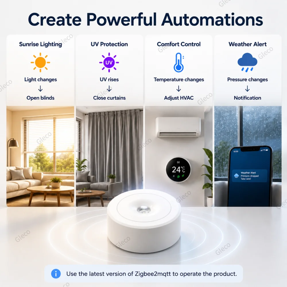 Zigbee Drahtloser Luftdrucksensor UV-Messgerät Barometer Thermometer Lichtdetektor für Smart Home Assistant 2MQTT Wettermonitor – Detail 12