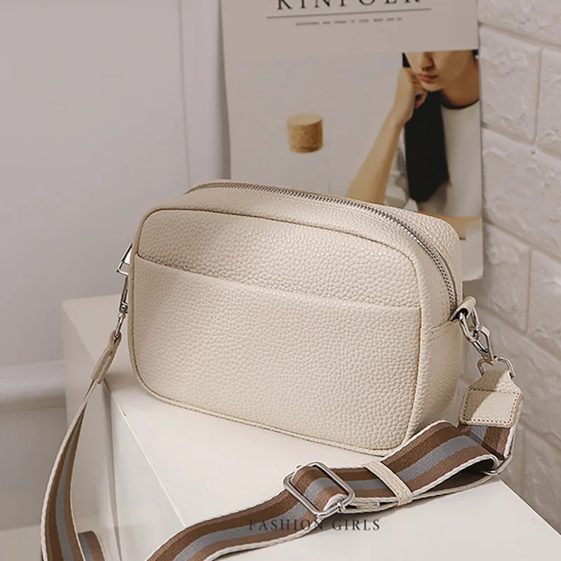 

Fashion Multi-layer Women Luxury Designer Crossbody Bags Vintage PU Leather Wide Strap Shoulder Bag Solid Color Phone Satchels