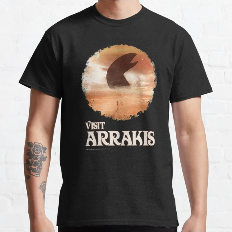 

Visit Arrakis Dune worm Sandworm sic fi Gift t shirt for man Large size Tops S-6XL 100% cotton printed mens Clothes