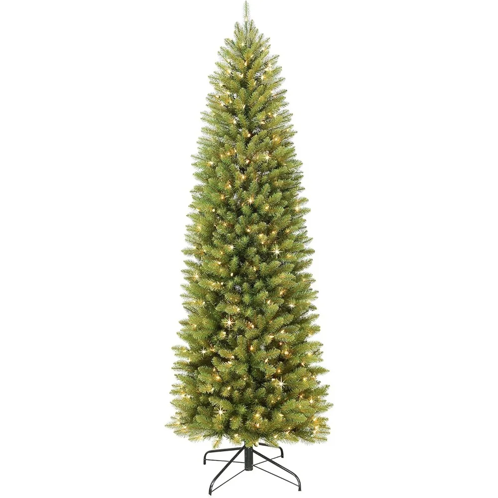 10 Foot Pre-Lit Fraser Fir Pencil Artificial Christmas Tree with 650 UL Listed Clear LightsProduct Dimensions40