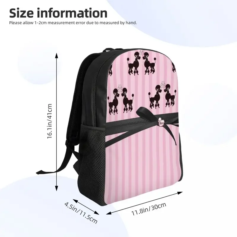 Customized Poodles And Pink Hearts Backpacks Women Men Basic Bookbag for College School Kawaii Poodle Dog Bags