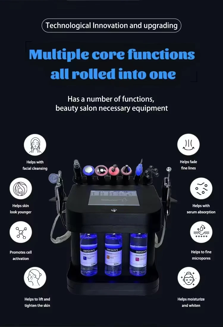 Nueva máquina microrectificadora de limpieza de instrumentos integrada de gestión de la piel multifuncional 10 em 1 Black Pearl-