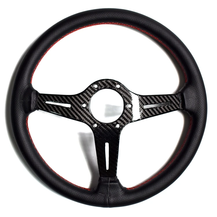 14inch 350mm Carbon Fiber Sport Steering Wheel Universal Deep Leather Car Steering Wheel