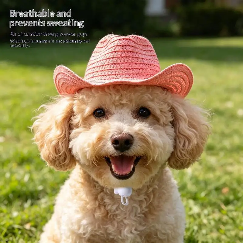 Cute Pet Straw Hat Mini Sun Hat For Cats Dogs Puppy Kitten Outdoor Sun Protection Cap Pet Cosplay Costume Accessories