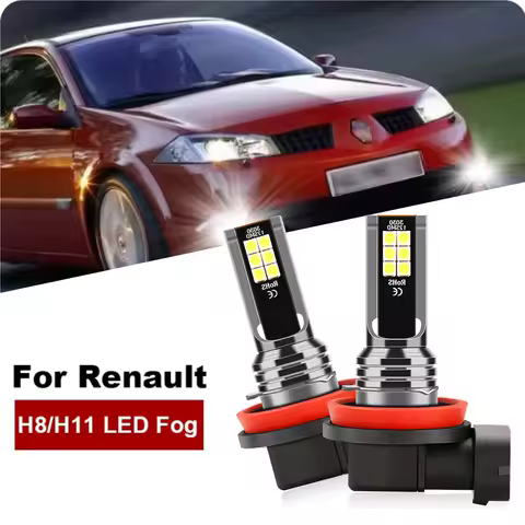2Pcs For Renault Megane 2 3 4 2003-2018 For Renault Megane CC 2010-2017 LED H8 H11 H16JP Fog Light Bulb Car DRL Lamp 6000K 12V